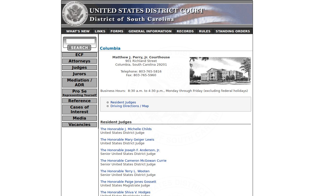 Fairfield County warrant records: federal Columbia Division contact page