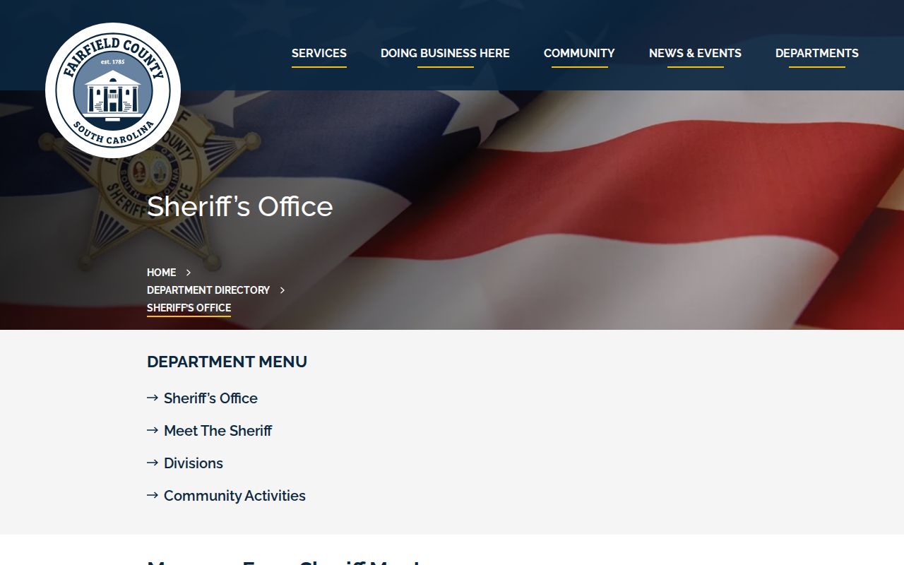Fairfield County warrant records: Sheriff's Office contact page